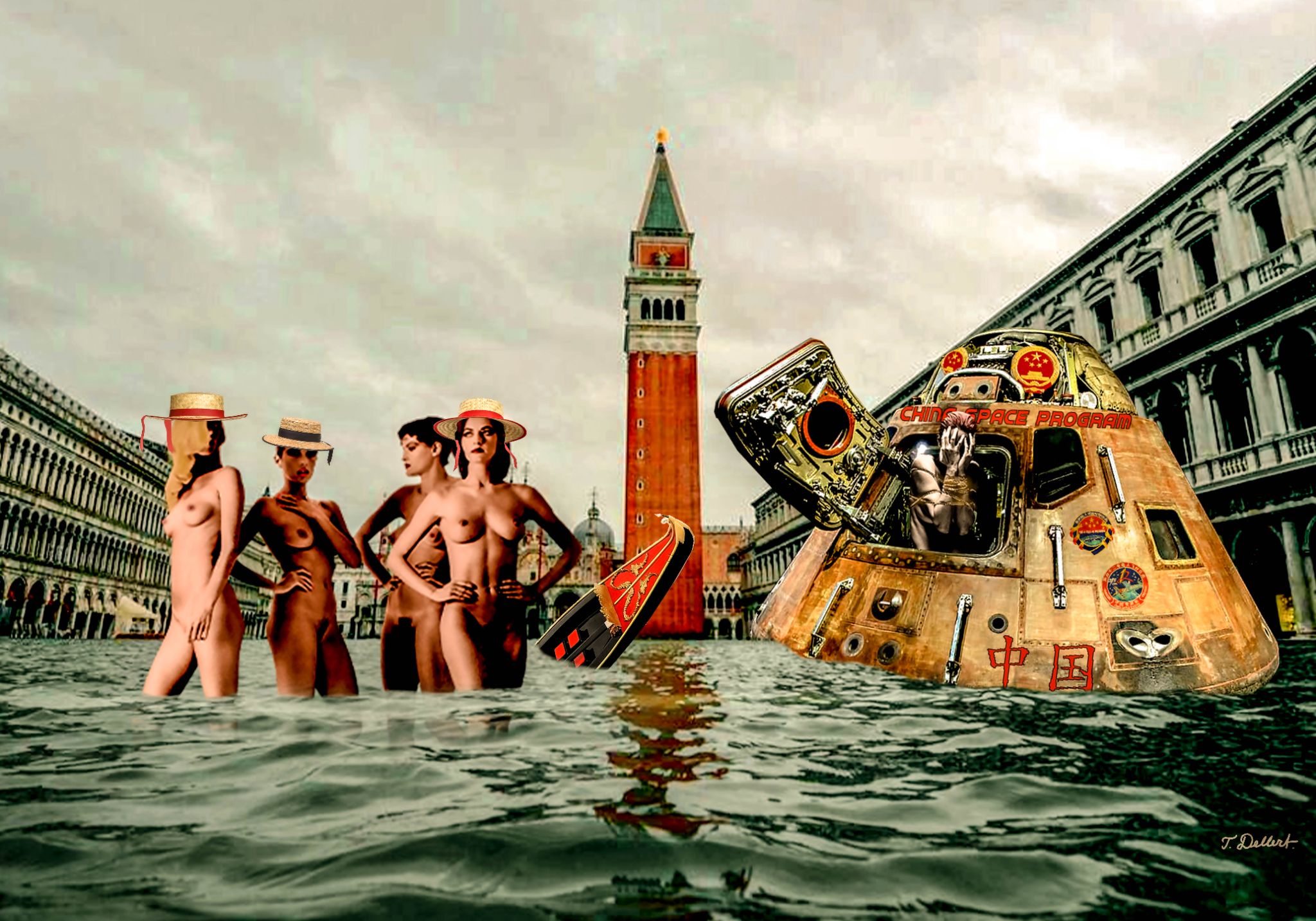 Naked  on St Markus Square  Venice 